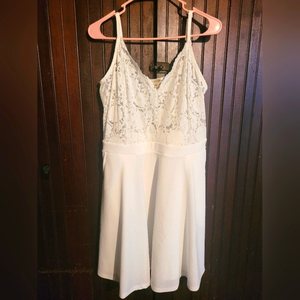 Curvy Sense 3x white lace top dress.